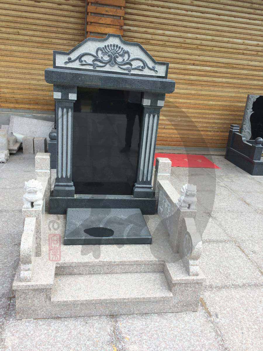 惠安专业石碑厂家供应黑色高档墓碑 碑边雕刻花纹